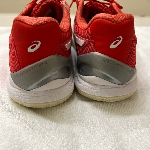 ASICS Clay Tennis Shoes sz:9 Gel-Resolution 8 Fiery Red/White Fabric Flyte Foam - Picture 6 of 9
